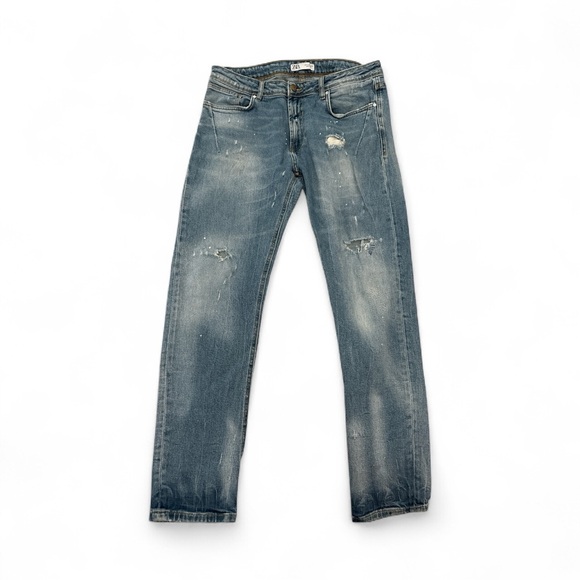 Zara Men's Skinny Jeans - Distressed Blue - Picture 1 of 2